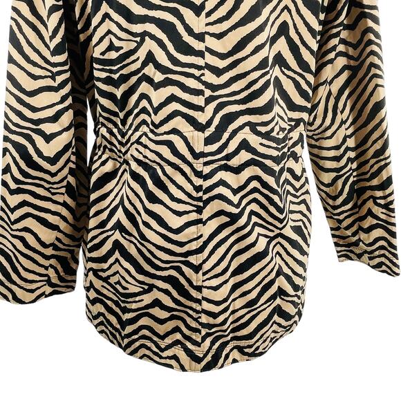 Dana Buchman Tan Animal Print Satin Tie Waist Jacket Women Sz M - Picture 8 of 12